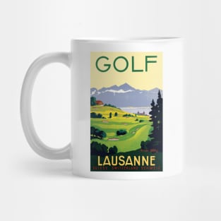 Golf in Lausanne Switzerland: Vintage Swiss Travel Poster Mug